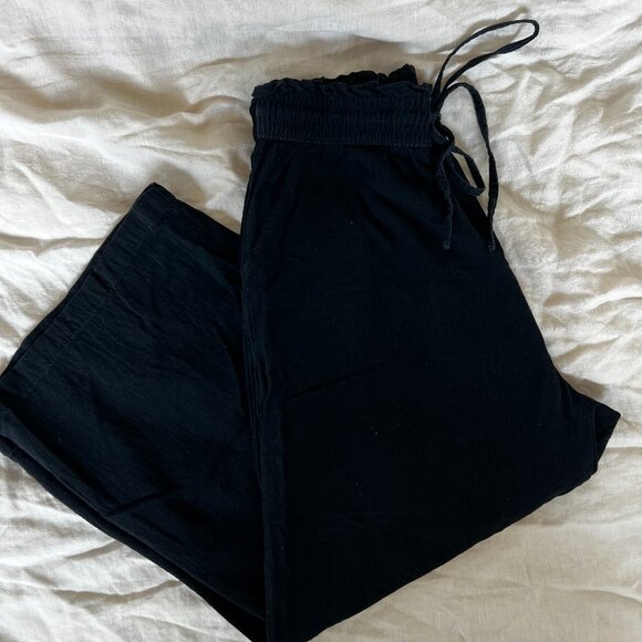 Black Cotton Linen Blend Cropped Pant Size XS - Picture 4 of 5